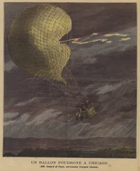 Ein Ballon vom Blitz getroffen über Chicago